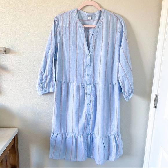 NWT Old Navy Blue Stripe Button Down Dress - Picture 5 of 12